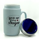 ماگ سرامیکی درب آینه ای رنگ آبی طرح You are my Sugar